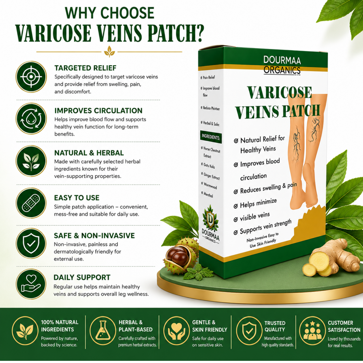 Varicose Veins Treatment Herbal Care Patches - 12 Pcs