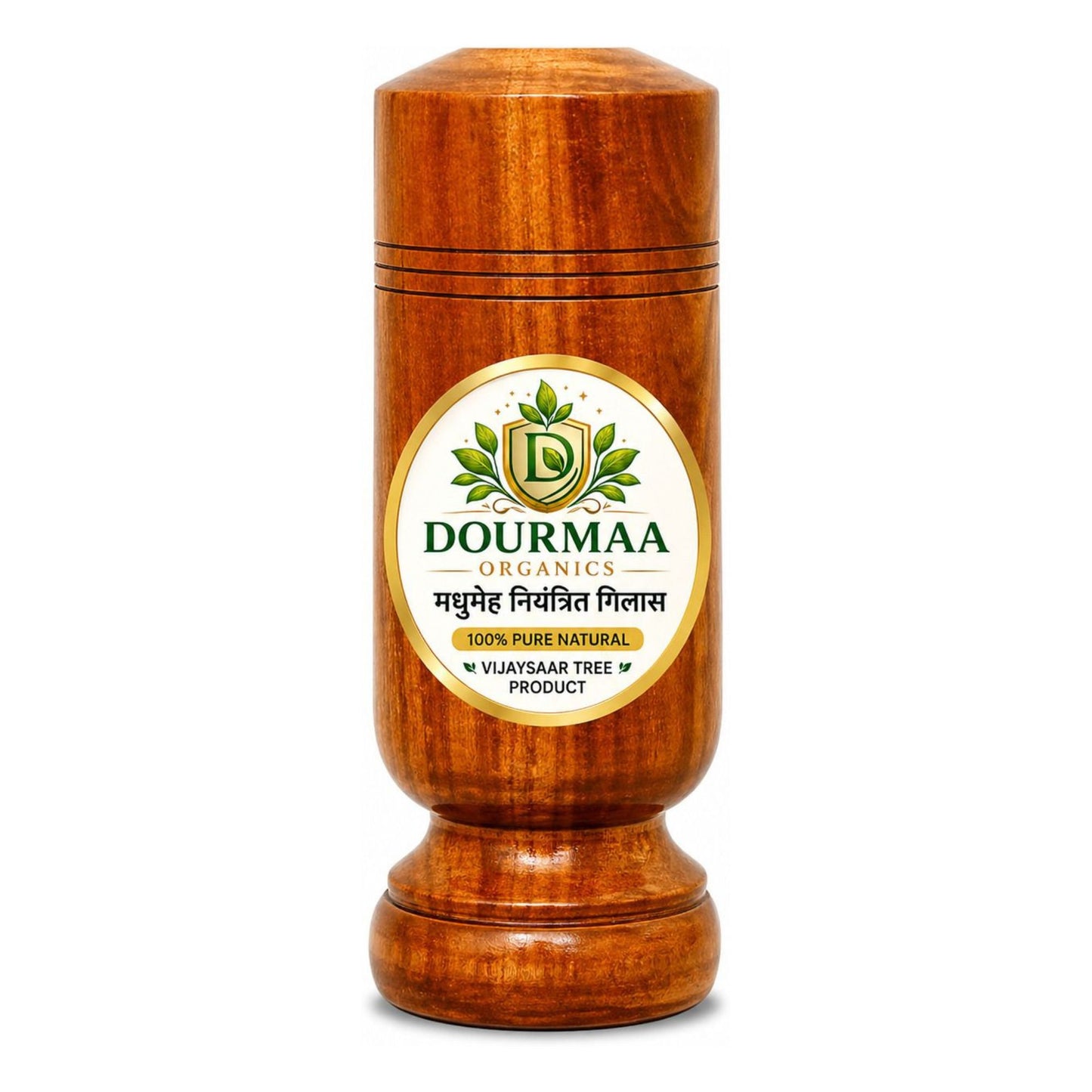 Dourmaa Organics Pure Vijaysaar Wooden Glass – Natural Ayurvedic Wooden Tumbler for Daily Wellness, Sugar Management Support & Healthy Lifestyle