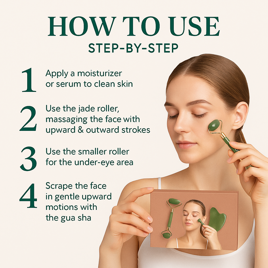 Jade Roller and Gua Sha Facial Massage for Women & Men