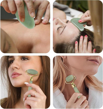 Jade Roller and Gua Sha Facial Massage for Women & Men