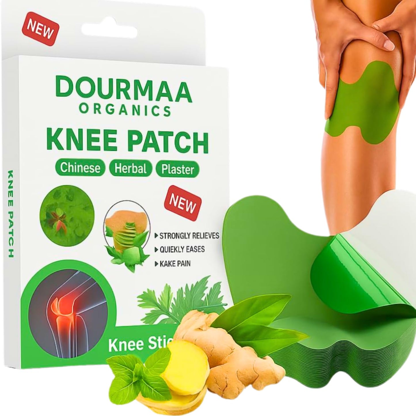 Herbal Knee Support Patch for Pain Relief & Muscle Relaxation – 10 Patches